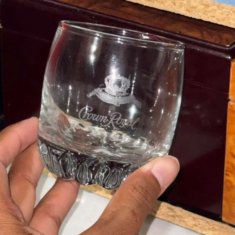 Vintage Crown Royal Whiskey Rocks Glass with Weighted Bottom